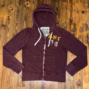 Abercrombie & Fitch 100% Cotton Maroon Hoodie with Yellow and White Accents